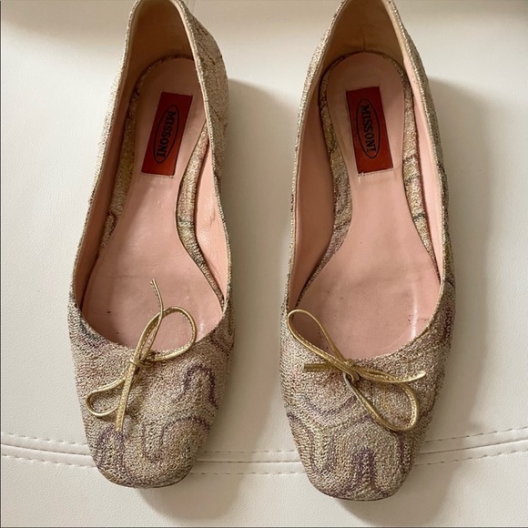 MISSONI shoes ballet flats cream and golden - Picture 1 of 11